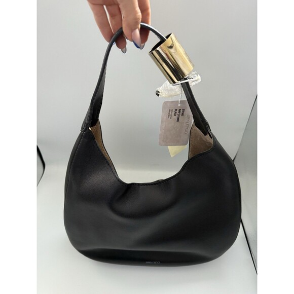 Jimmy Choo Stevie Black Nappa Hobo Bag Suede Leather With Dustbag And Tags - Picture 7 of 10